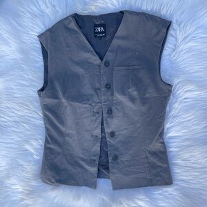 Zara Charcoal Button-Up Vest